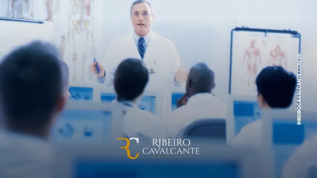 Professor palestrando para estudantes de medicina
