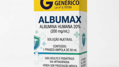Medicamento albumax 1779021306 Caixa do medicamento albumax (albumina humana) em embalagem farmacêutica brasileira conforme rdc 768/2022 da anvisa — fabricado por ribeiro cavalcante advocacia