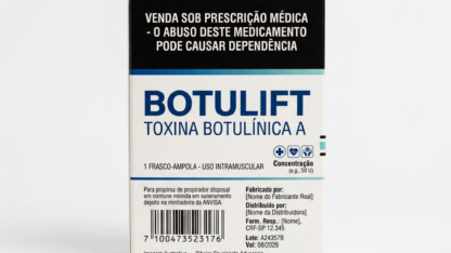 Caixa do medicamento BOTULIFT (TOXINA BOTULÍNICA A) em embalagem farmacêutica brasileira conforme RDC 768/2022 da ANVISA — fabricado por Ribeiro Cavalcante Advocacia