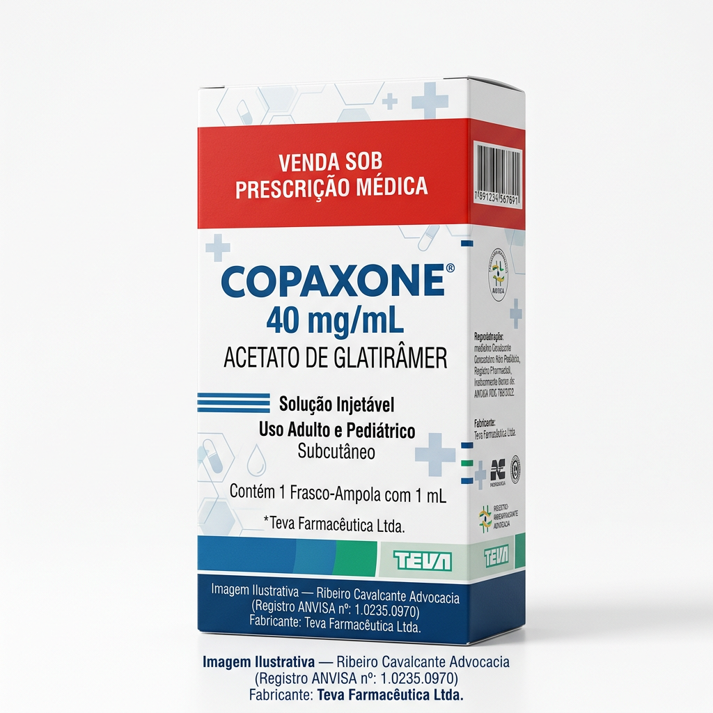 Medicamento copaxone 1778859336 Caixa do medicamento copaxone (acetato de glatirâmer) em embalagem farmacêutica brasileira conforme rdc 768/2022 da anvisa — fabricado por ribeiro cavalcante advocacia