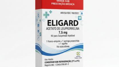 Medicamento eligard 1778762089 Caixa do medicamento eligard (acetato de leuprorrelina) em embalagem farmacêutica brasileira conforme rdc 768/2022 da anvisa