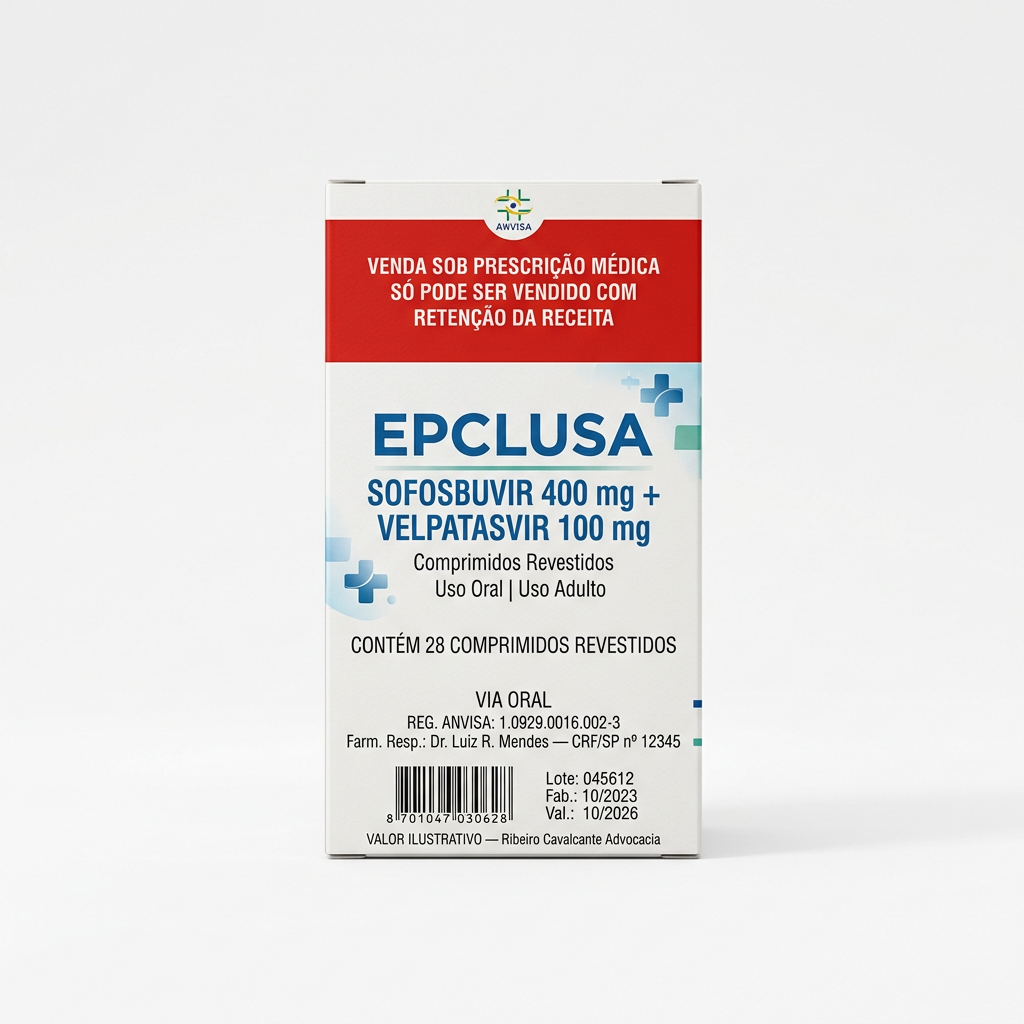 Medicamento epclusa 1780068792 Caixa do medicamento epclusa (sofosbuvir;velpatasvir) em embalagem farmacêutica brasileira conforme rdc 768/2022 da anvisa — fabricado por ribeiro cavalcante advocacia