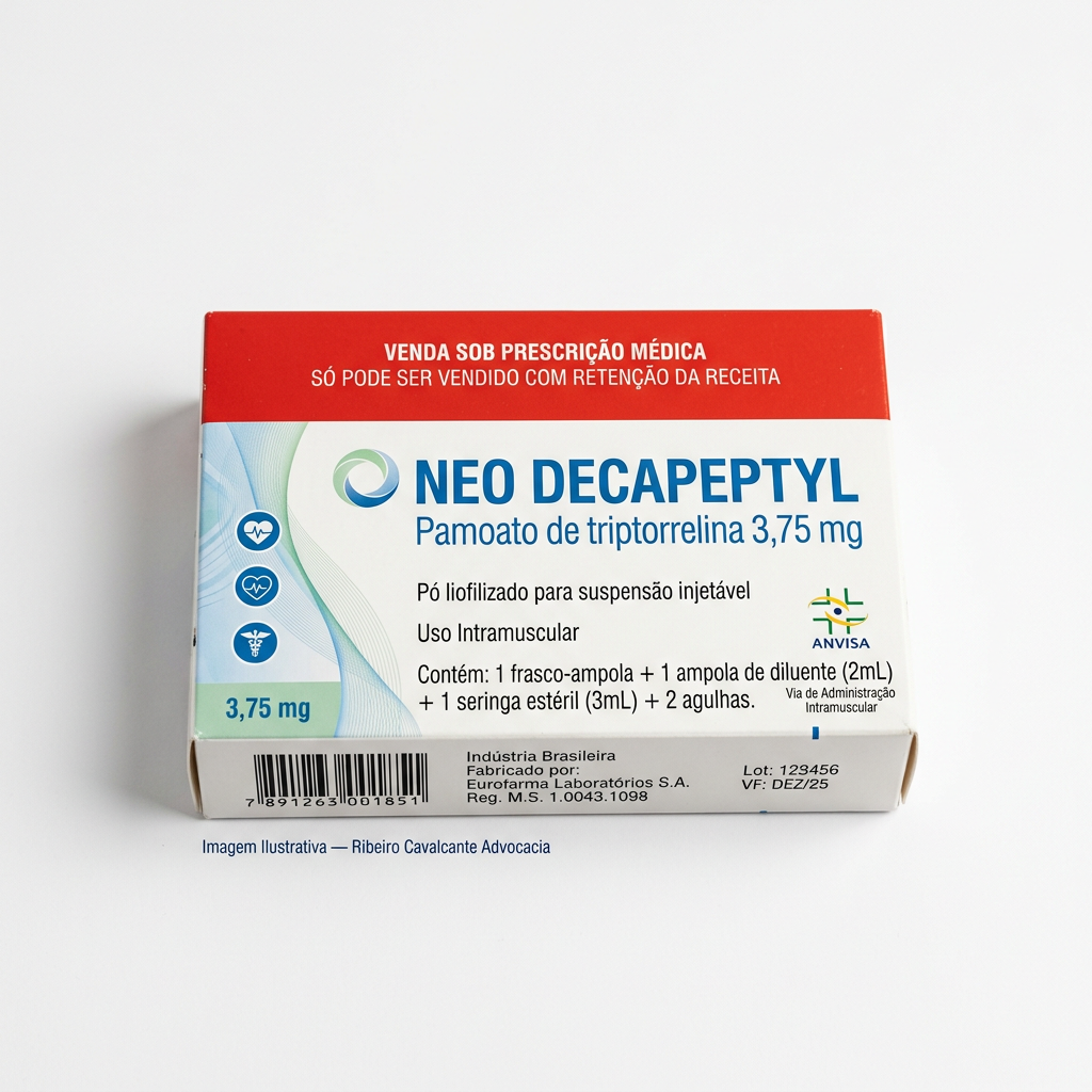 Medicamento neo decapeptyl 1780252460 Caixa do medicamento neo decapeptyl (triptorrelina) em embalagem farmacêutica brasileira conforme rdc 768/2022 da anvisa — fabricado por ribeiro cavalcante advocacia