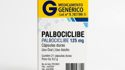 Caixa do medicamento PALBOCICLIBE (PALBOCICLIBE) em embalagem farmacêutica brasileira conforme RDC 768/2022 da ANVISA — fabricado por Ribeiro Cavalcante Advocacia