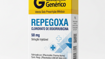 Caixa do medicamento REPEGOXA (CLORIDRATO DE DOXORRUBICINA) em embalagem farmacêutica brasileira conforme RDC 768/2022 da ANVISA — fabricado por Ribeiro Cavalcante Advocacia