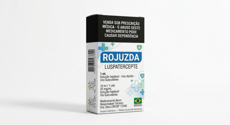 Medicamento rojuzda 1779539675 Caixa do medicamento rojuzda (luspatercepte) em embalagem farmacêutica brasileira conforme rdc 768/2022 da anvisa