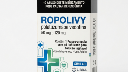 Caixa do medicamento ROPOLIVY (POLATUZUMABE VEDOTINA) em embalagem farmacêutica brasileira conforme RDC 768/2022 da ANVISA — fabricado por Ribeiro Cavalcante Advocacia