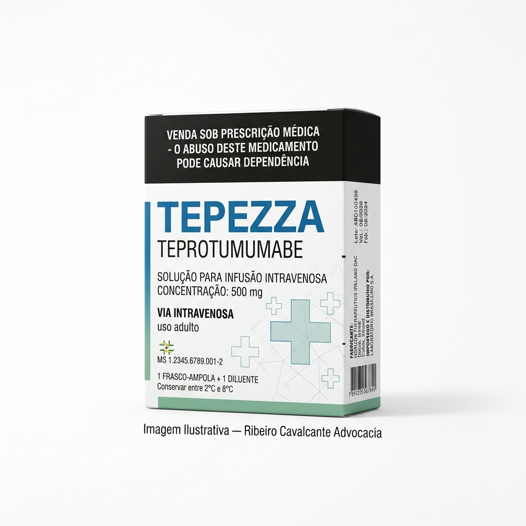 Medicamento tepezza 1779647601 Caixa do medicamento tepezza (teprotumumabe) em embalagem farmacêutica brasileira conforme rdc 768/2022 da anvisa — fabricado por ribeiro cavalcante advocacia