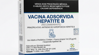 Caixa do medicamento VACINA ADSORVIDA HEPATITE B (RECOMBINANTE) (ANTÍGENO DE SUPERFÍCIE DA HEPATITE B) em embalagem farmacêutica brasileira conforme RDC 768/2022 da ANVISA — fabricado por Ribeiro Cavalcante Advocacia