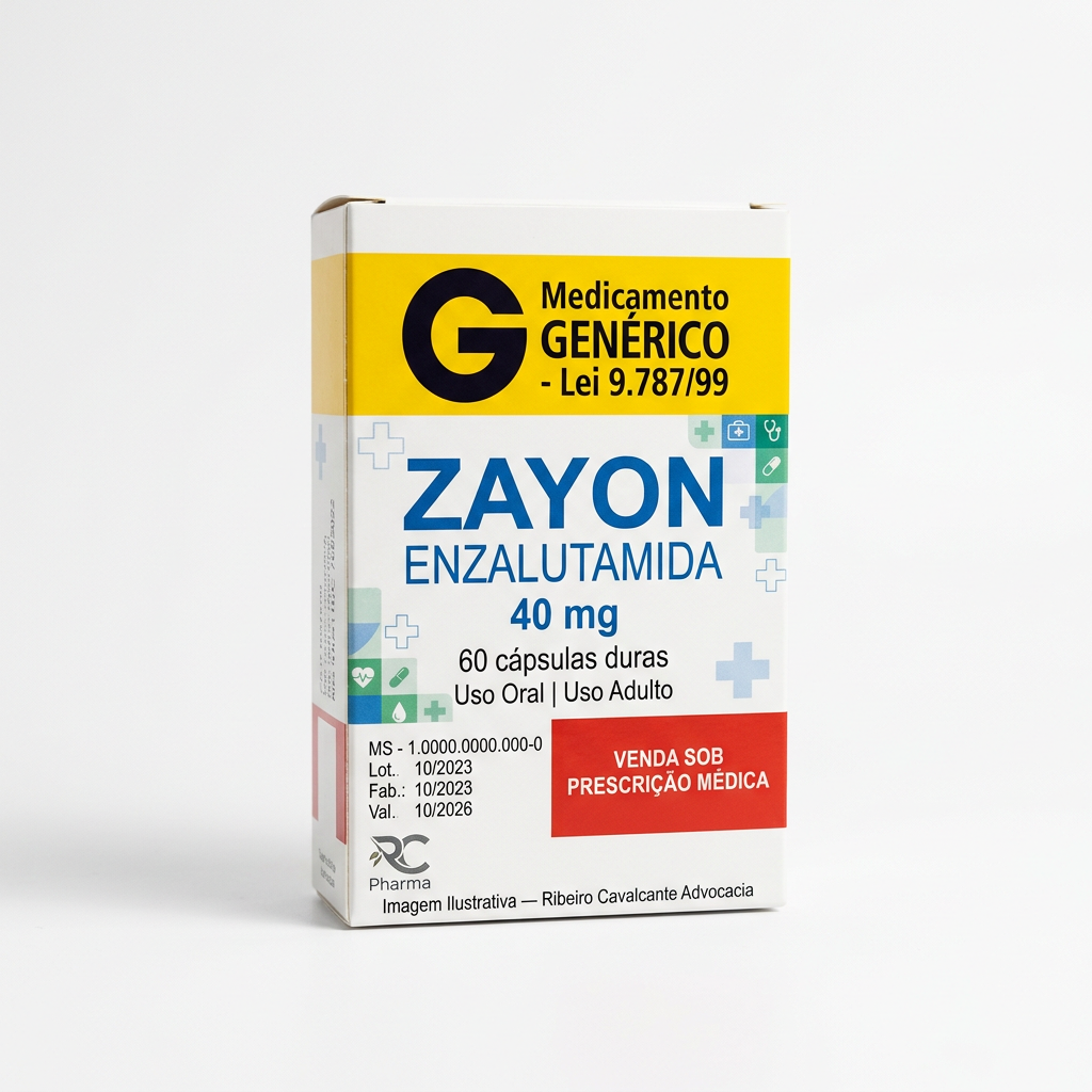 Medicamento zayon 1779291250 Caixa do medicamento zayon (enzalutamida) em embalagem farmacêutica brasileira conforme rdc 768/2022 da anvisa — fabricado por ribeiro cavalcante advocacia