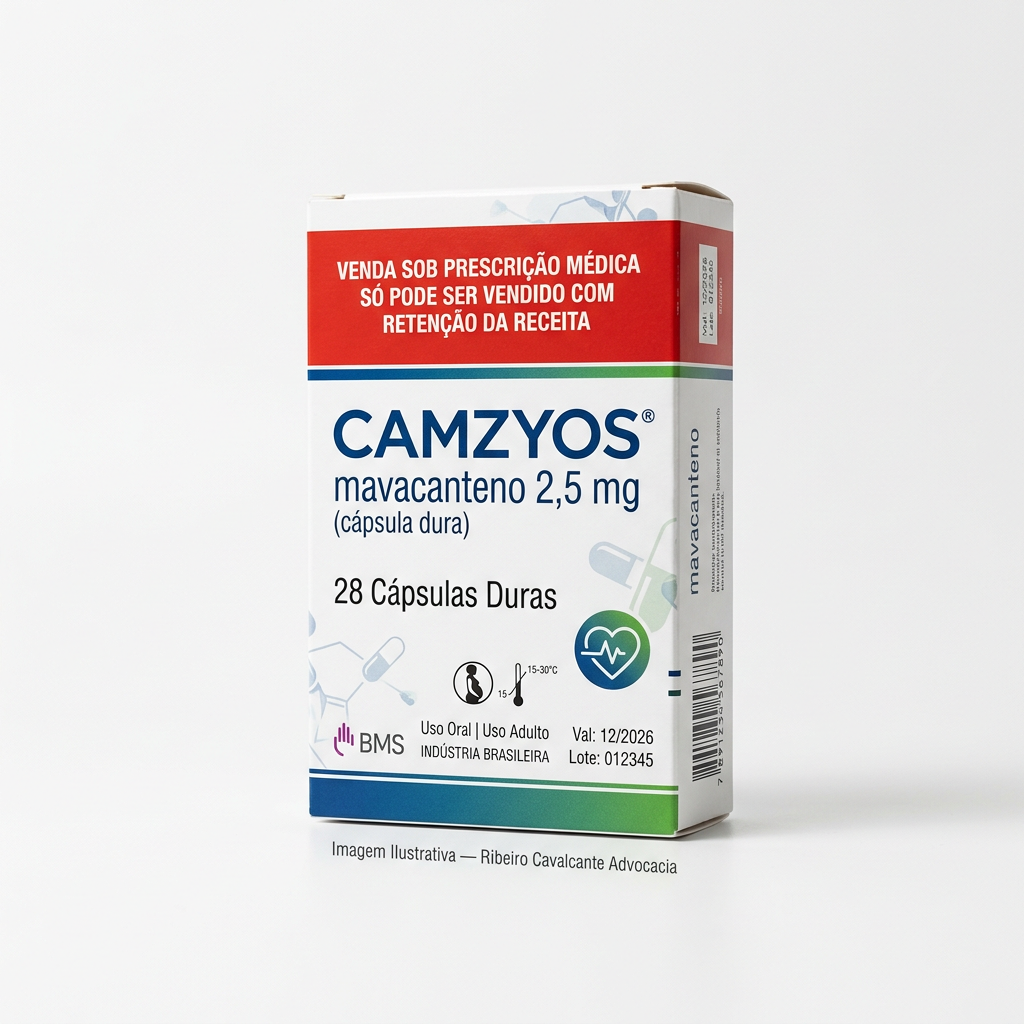 Medicamento camzyos 1780317189 Caixa do medicamento camzyos (mavacanteno) em embalagem farmacêutica brasileira conforme rdc 768/2022 da anvisa — fabricado por ribeiro cavalcante advocacia