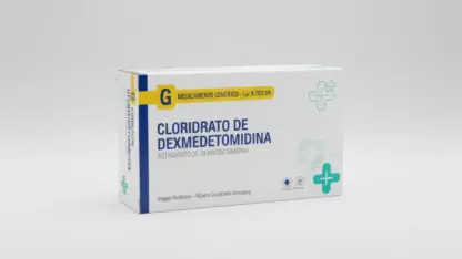 Caixa do medicamento cloridrato de dexmedetomidina (cloridrato de dexmedetomidina) em embalagem farmacêutica brasileira conforme rdc 768/2022 da anvisa