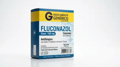 Caixa do medicamento fluconazol (fluconazol) em embalagem farmacêutica brasileira conforme rdc 768/2022 da anvisa — fabricado por ribeiro cavalcante advocacia