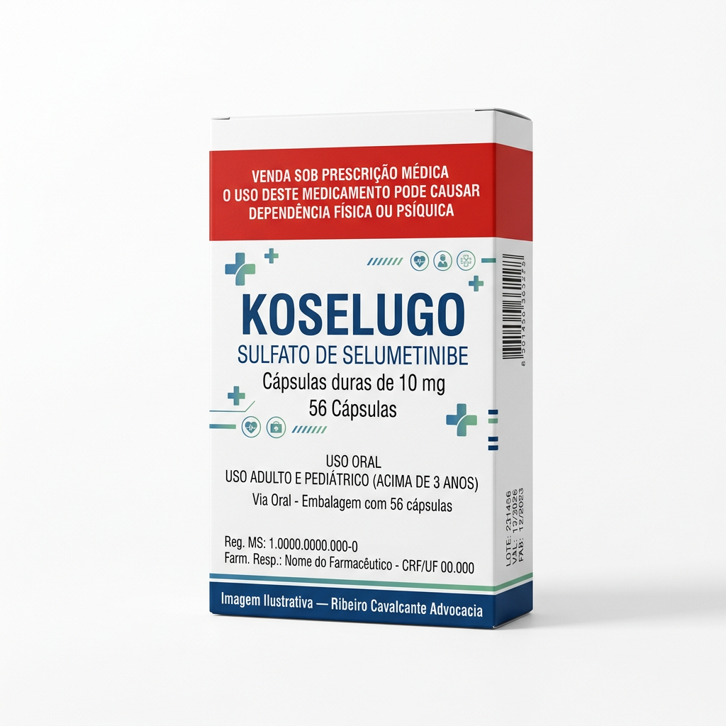 Medicamento koselugo 1780500720 Caixa do medicamento koselugo (sulfato de selumetinibe) em embalagem farmacêutica brasileira conforme rdc 768/2022 da anvisa — fabricado por ribeiro cavalcante advocacia