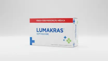 Caixa do medicamento lumakras (sotorasibe) em embalagem farmacêutica brasileira conforme rdc 768/2022 da anvisa