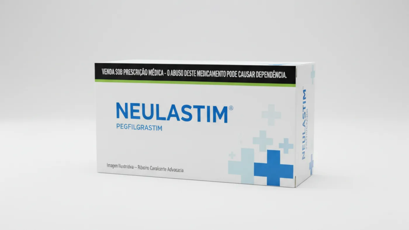 Caixa do medicamento neulastim (pegfilgrastim) em embalagem farmacêutica brasileira conforme rdc 768/2022 da anvisa