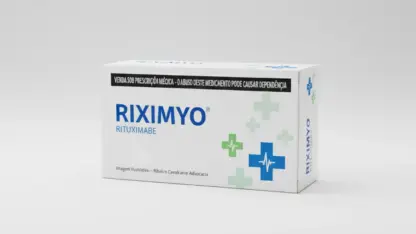 Caixa do medicamento riximyo (rituximabe) em embalagem farmacêutica brasileira conforme rdc 768/2022 da anvisa