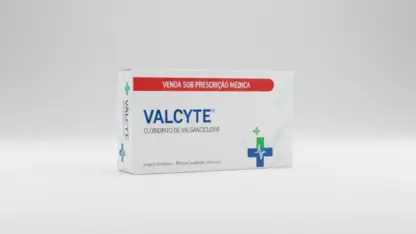 Caixa do medicamento valcyte (cloridrato de valganciclovir) em embalagem farmacêutica brasileira conforme rdc 768/2022 da anvisa