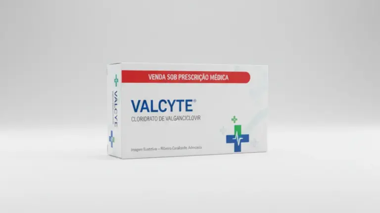 Caixa do medicamento valcyte (cloridrato de valganciclovir) em embalagem farmacêutica brasileira conforme rdc 768/2022 da anvisa