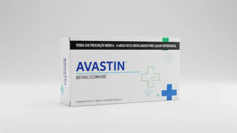 Caixa do medicamento avastin (bevacizumabe) em embalagem farmacêutica brasileira conforme rdc 768/2022 da anvisa