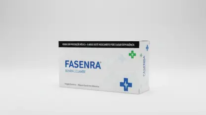 Caixa do medicamento fasenra (benralizumabe) em embalagem farmacêutica brasileira conforme rdc 768/2022 da anvisa