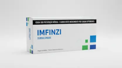 Caixa do medicamento imfinzi (durvalumabe) em embalagem farmacêutica brasileira conforme rdc 768/2022 da anvisa