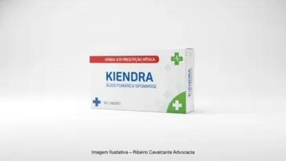 Caixa do medicamento kiendra (ácido fumárico siponimode) em embalagem farmacêutica brasileira conforme rdc 768/2022 da anvisa