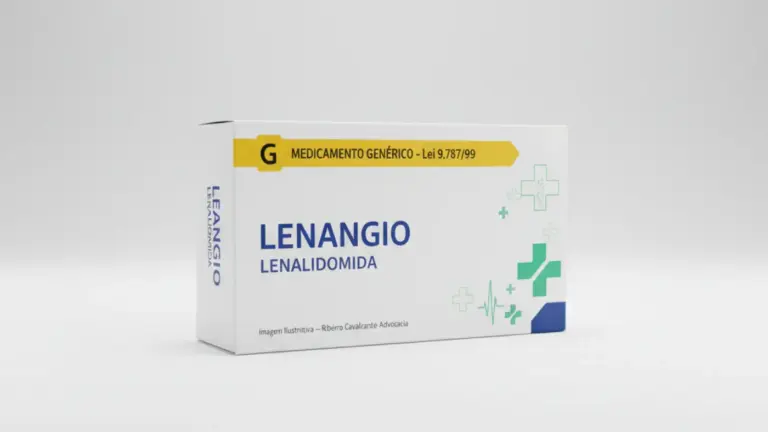 Caixa do medicamento lenangio (lenalidomida) em embalagem farmacêutica brasileira conforme rdc 768/2022 da anvisa
