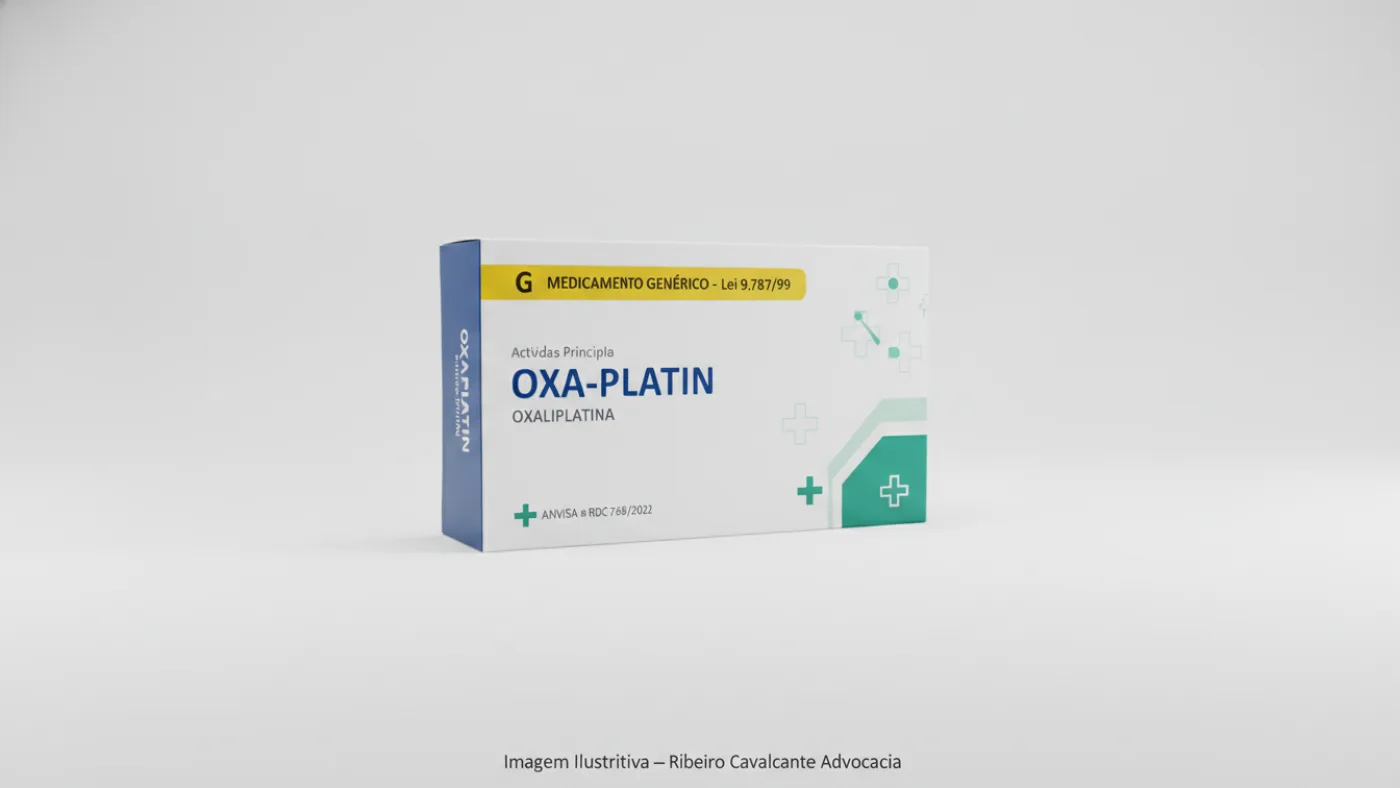 Caixa do medicamento oxa-platin (oxaliplatina) em embalagem farmacêutica brasileira conforme rdc 768/2022 da anvisa