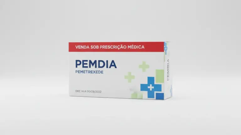 Caixa do medicamento pemdia (pemetrexede) em embalagem farmacêutica brasileira conforme rdc 768/2022 da anvisa