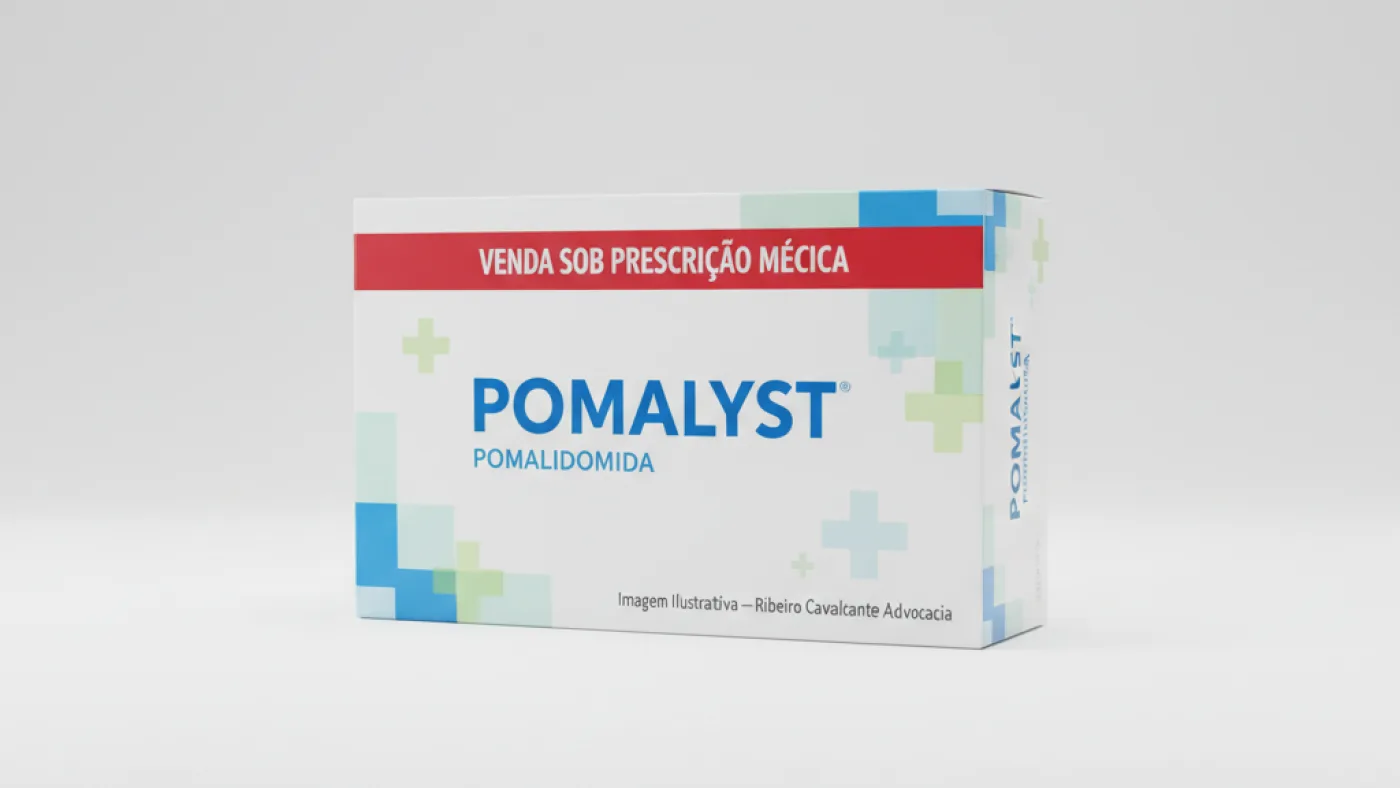Caixa do medicamento pomalyst (pomalidomida) em embalagem farmacêutica brasileira conforme rdc 768/2022 da anvisa