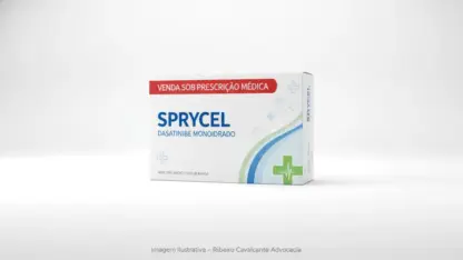 Caixa do medicamento sprycel (dasatinibe monoidratado) em embalagem farmacêutica brasileira conforme rdc 768/2022 da anvisa