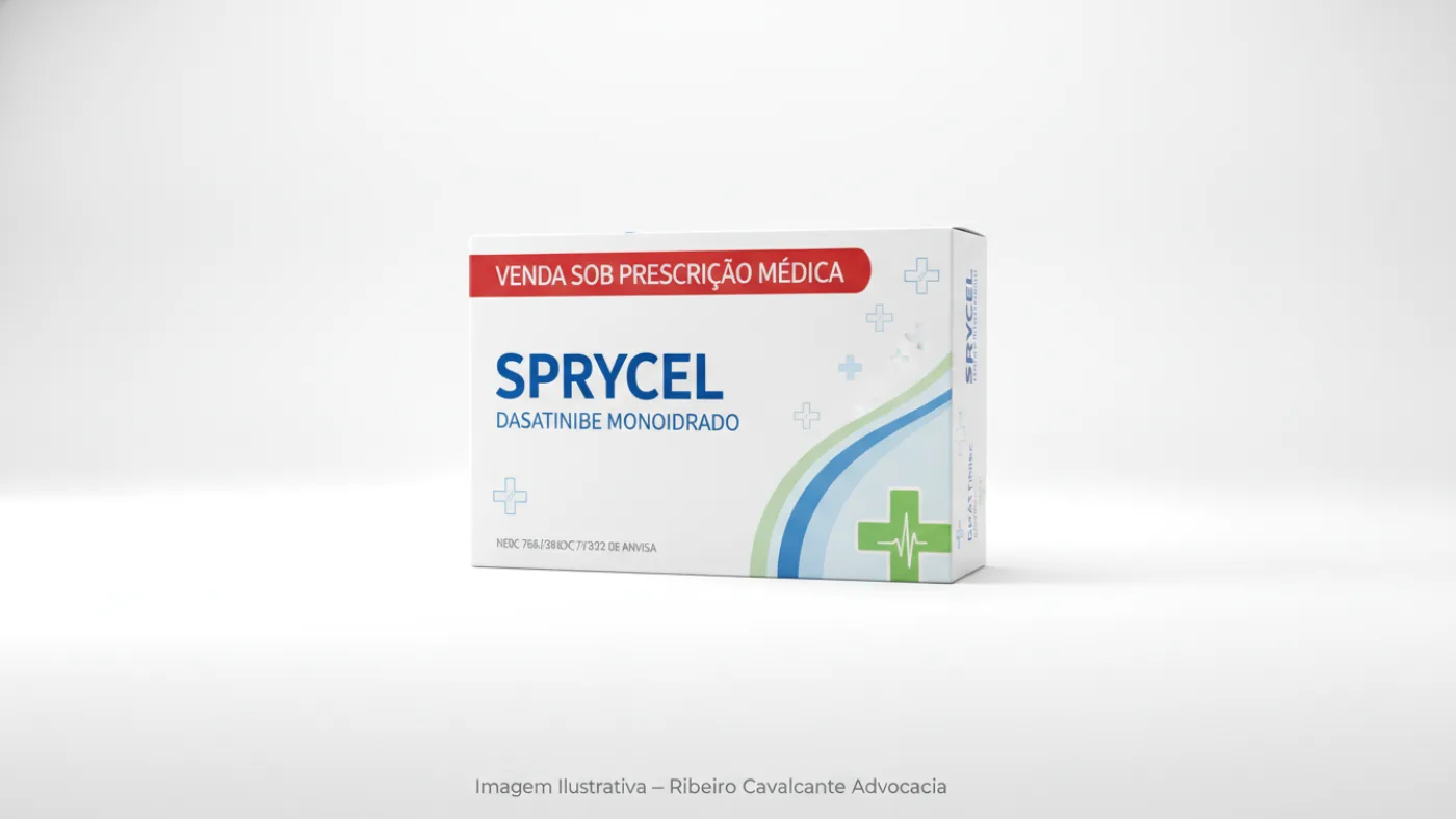 Caixa do medicamento sprycel (dasatinibe monoidratado) em embalagem farmacêutica brasileira conforme rdc 768/2022 da anvisa