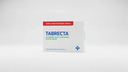 Caixa do medicamento tabrecta (dicloridrato de capmatinibe monoidratado) em embalagem farmacêutica brasileira conforme rdc 768/2022 da anvisa