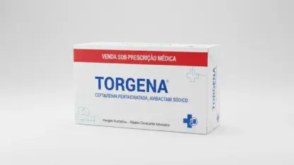 Caixa do medicamento torgena (ceftazidima pentaidratada;avibactam sódico) em embalagem farmacêutica brasileira conforme rdc 768/2022 da anvisa