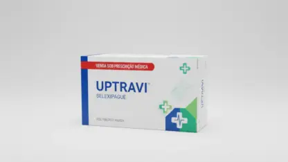 Caixa do medicamento uptravi (selexipague) em embalagem farmacêutica brasileira conforme rdc 768/2022 da anvisa