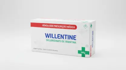 Caixa do medicamento willentine (dicloridrato de trientina) em embalagem farmacêutica brasileira conforme rdc 768/2022 da anvisa