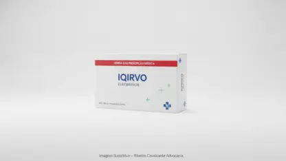 Caixa do medicamento iqirvo (elafibranor) em embalagem farmacêutica brasileira conforme rdc 768/2022 da anvisa