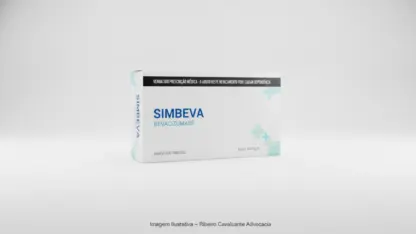 Caixa do medicamento simbeva (bevacizumabe) em embalagem farmacêutica brasileira conforme rdc 768/2022 da anvisa